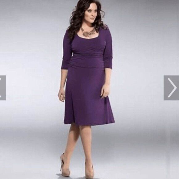 Kiyonna Flaunt Ruched Cocktail Party Dress Black 14 LBD Event EUC - Picture 5 of 7